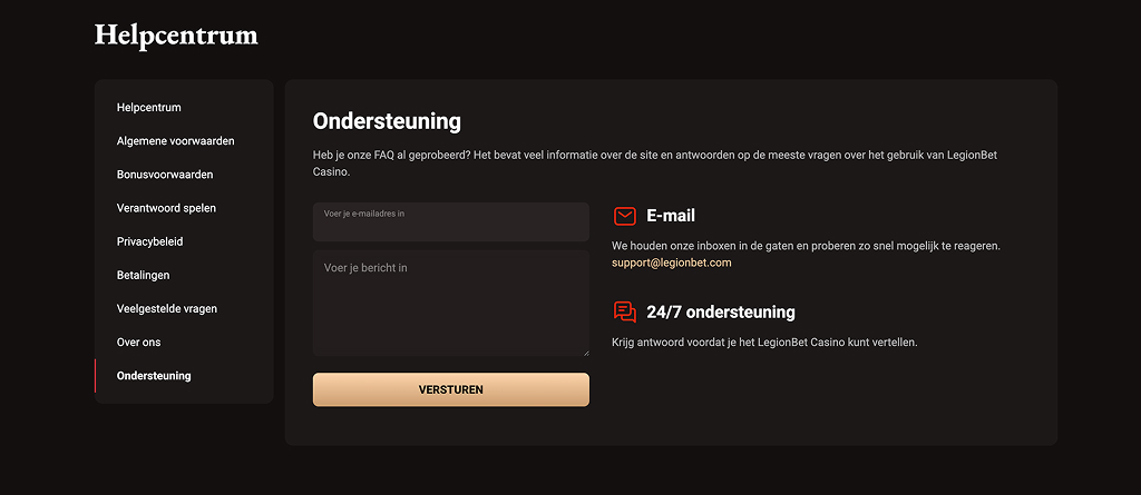 LegionBet Casino Helpcentrum